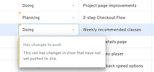 Sync notifications in Visor for Jira roadmaps