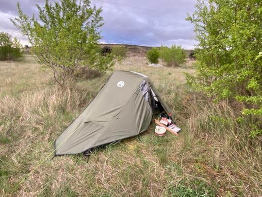 Tent pitched in a field in Spain
