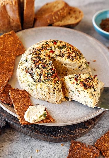 vegan cream cheese with herbs on top