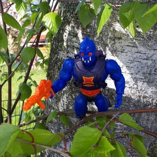 Webstor is hanging in a birch tree.
