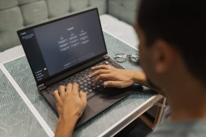 Man on computer using ChatGPT
