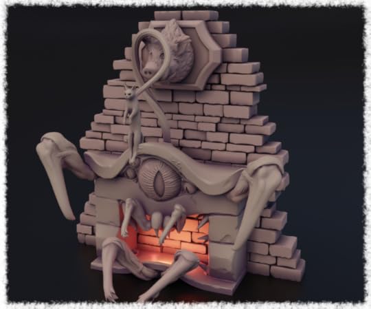a 3d render of a mimic fireplace