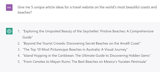 Prompt for a travel website