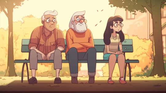 three people who are worried sitting on a park bench.