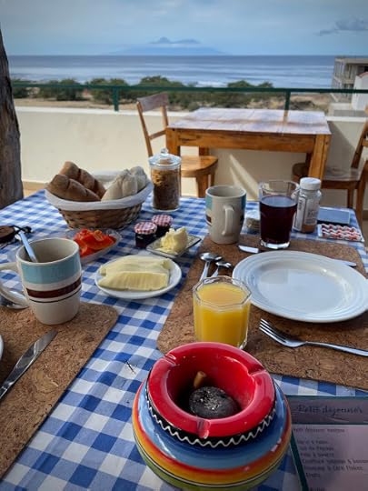 Breakfast at Casa Strela; Fogo in the background; Tarrafal, Santiago, Cape Verde