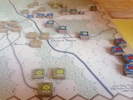 A close up image of Seven Pines showing off the stacks of counters that represent each unit.