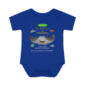 Sculptlings Collectable Clothing Line Jay the Stingray Baby Onesie in Blue front