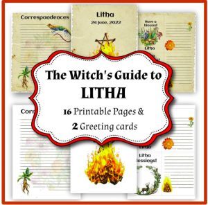 This pack contains 4 different decorative blank pages with Litha inspired design, images and witchy features. Fill these with your own magickal learnings, thoughts and experiences about rituals, spells, incenses, correspondences, and recipes to build your unique Book of Shadows.