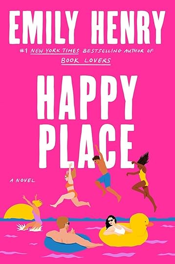 Hot pink cover with illustrated people leaping into the water. First two are white women, third is a man, fourth is a black woman. White man and woman bobbing in floating in inter tubes in the foreground - the woman's is a yellow duck.
