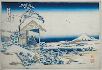 Tea house in a snowy morning