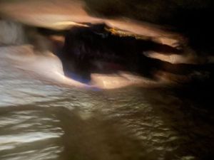 Man's silhouette in Hezekiah's Tunnel