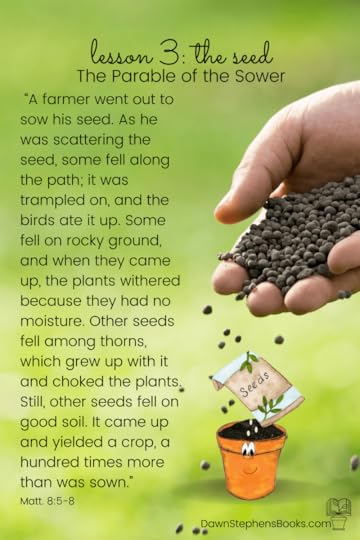 teaching character traits with the parable of the sower is a great way to explain the seed lesson in Little Pot's lessons.