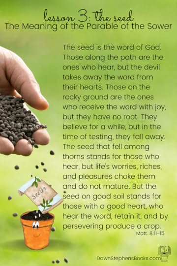 The seed is God's Word. Little Pot explain the meaning of the parable of the sower