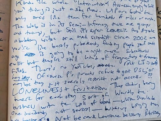 Another notebook page from All the Birds in the Sky, where I guess I was trying to figure some stuff out?