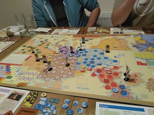 Photo of the game board of Here I Stand in the middle of the game
