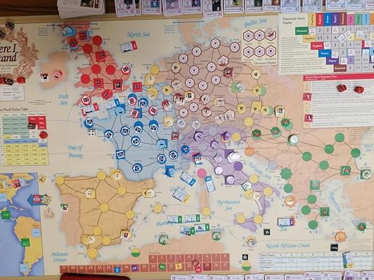Photo of the final game state at the end of a game of Here I Stand