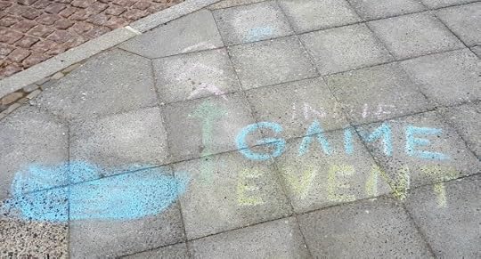 Chalk sign on the pavement