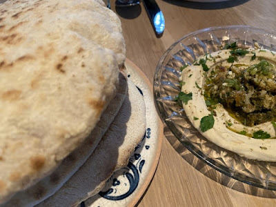 hummus with pita bread at Ladino in San Antonio, Texas