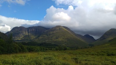green mountains and blue sky
