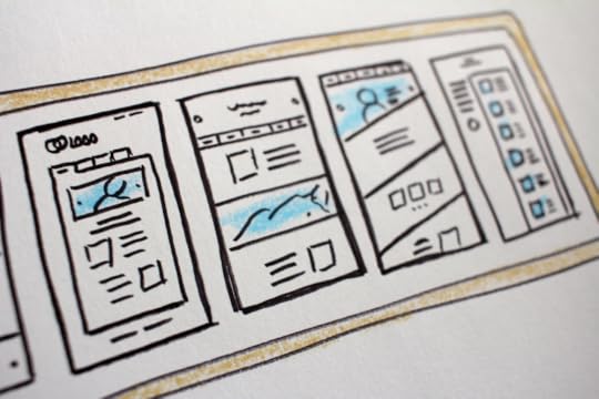 Image: doodles of potential website home page layouts.