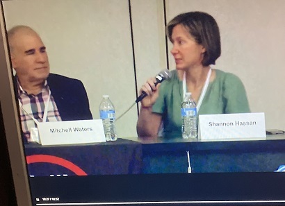 Mitchell Waters and Shannon Hassan speaking on the editor/agent panel at HNS
