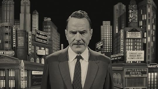 Bryan Cranston as a Rod Serling-esque narrator in black and white in Asteroid City.