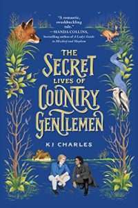 Illustrated cover with blue background, in the foreground 2 men sit crouched down before a body of water. One man is white and blonde and the other man is dark with brown skin. Illustrations of plants and animals (including a fox and a hare) are up either side of the cover with the title in the middle.