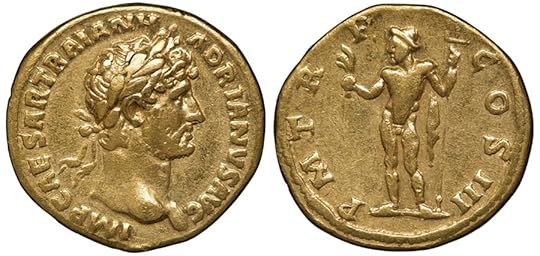 heads and tails of old roman coin