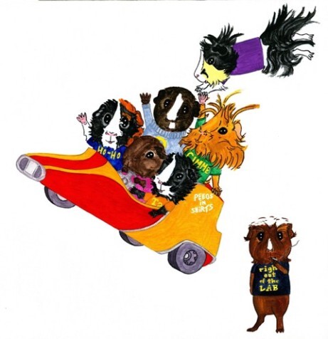 Rachel E Smith guinea pig painting Peegs in Shirts