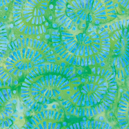 0921542B 01 Bali Batik Lagoon Mosaic Spearmint Blue Fabric by the Yard