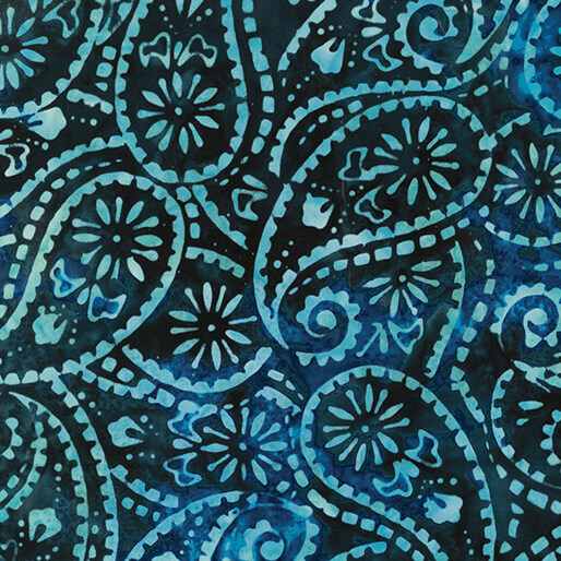 0921455B 01 Bali Batik Lagoon Paisley Navy Fabric by the Yard