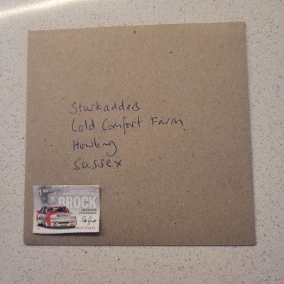 Square envelope addressed:StarkaddersCold Comfort FarmHowlingSussex