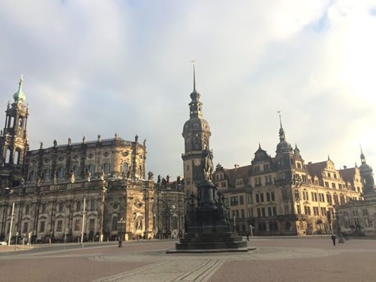 Dresden's city center, including the statue of King John of Saxony (König-Johann-Denkmal)