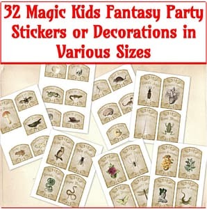 Vintage Apothecary Labels, Printable Set of Magic Ingredient Labels, Party Sticker