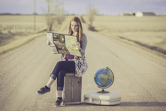 Girl on box in road