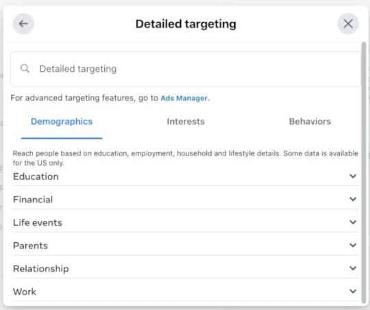 Demographics refer to gender, age, location, and user profile details like being a new mom, engineer, or college graduate.