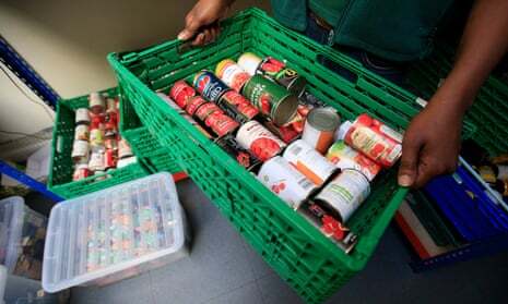 Food being sorted at a food bank. 