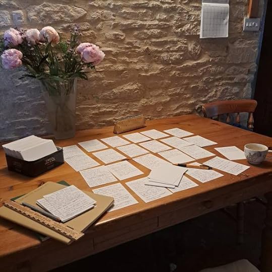 image of cards spread out on kitchen table