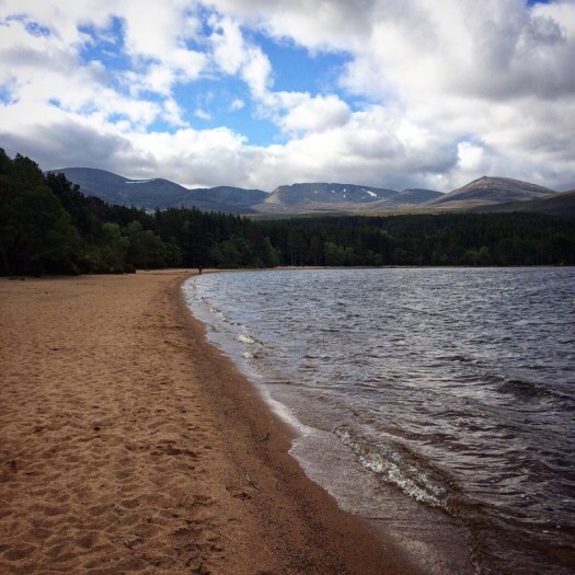 The Cairngorm mountains beyond Loch Morlich