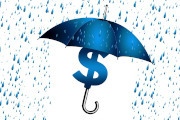 Umbrella shielding money from a storm