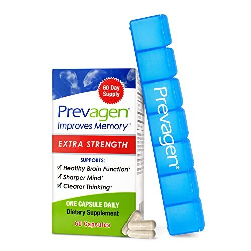 Prevagen Improves Memory - Extra Strength 20mg, 60 Capsules, with Apoaequorin & Vitamin D & Prevagen 7-Day Pill Minder | Brain Supplement for Better Brain Health, Supports Healthy Brain Functi...