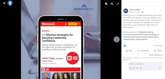 AdvertiseMint incorporates image-based news feed posts into its social media content facebook marketing strategy.