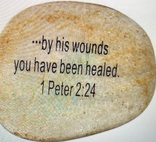 Bible verse on a stone, 