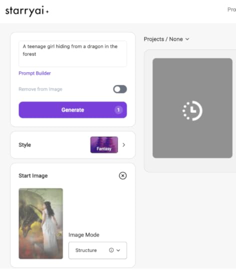 StarryAI prompt screen with book added 
