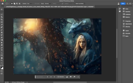 Midjourney image extended in Photoshop with Firefly