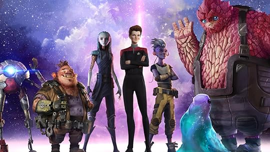 Kathryn Janeway, front and center of the new crew from the series Star Trek: Profigy.