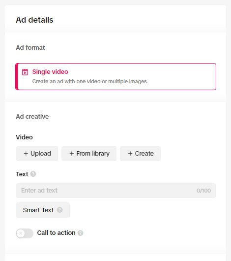 Set the ad details.