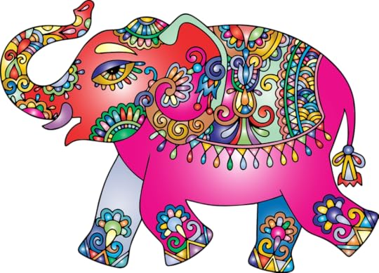 a highly decorated painted elephant