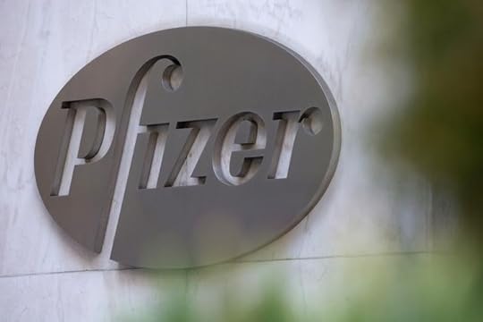 The Pfizer logo is seen at their world headquarters in New York