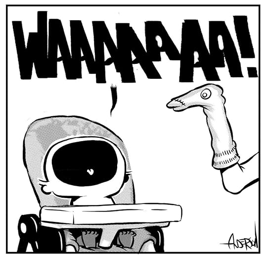 Doug screams after seeing the sock puppet.